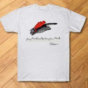 B. Kliban Super Cat Flying Over City Skyline Graphic Tee White